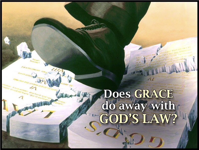 Foot stepping on Ten Commandment law
