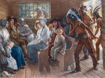 Indians invading a Quaker meeting